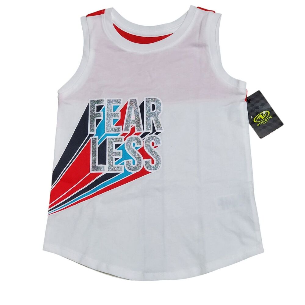 Athletic Works Girls Size 6-6X Tank Top with Glittery Fearless Graphic